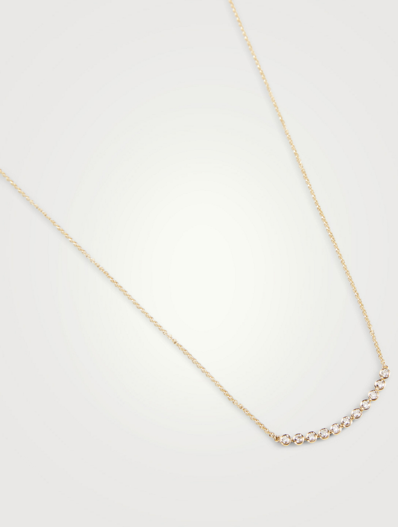 14K Gold Bezel Set Necklace With Diamonds