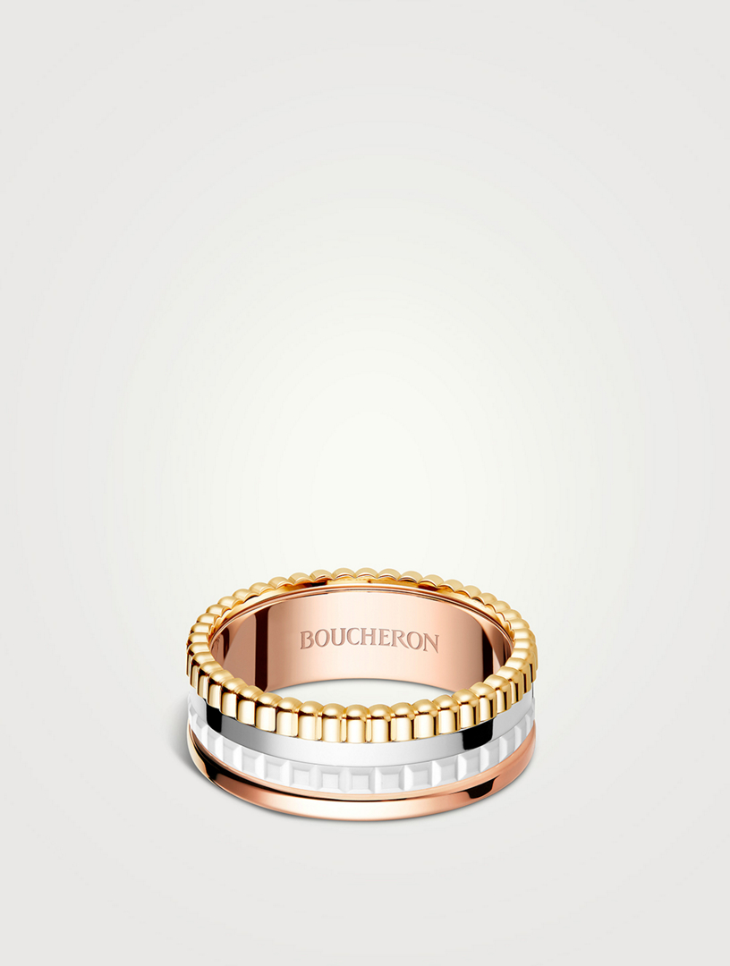 Small White Edition Quatre Gold Ring With White Ceramic