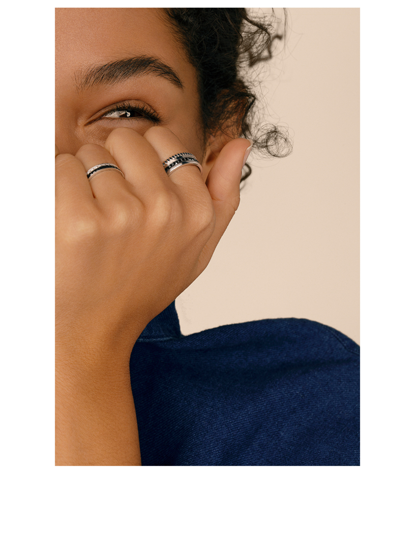 Small Black Edition Quatre White Gold Ring With PVD