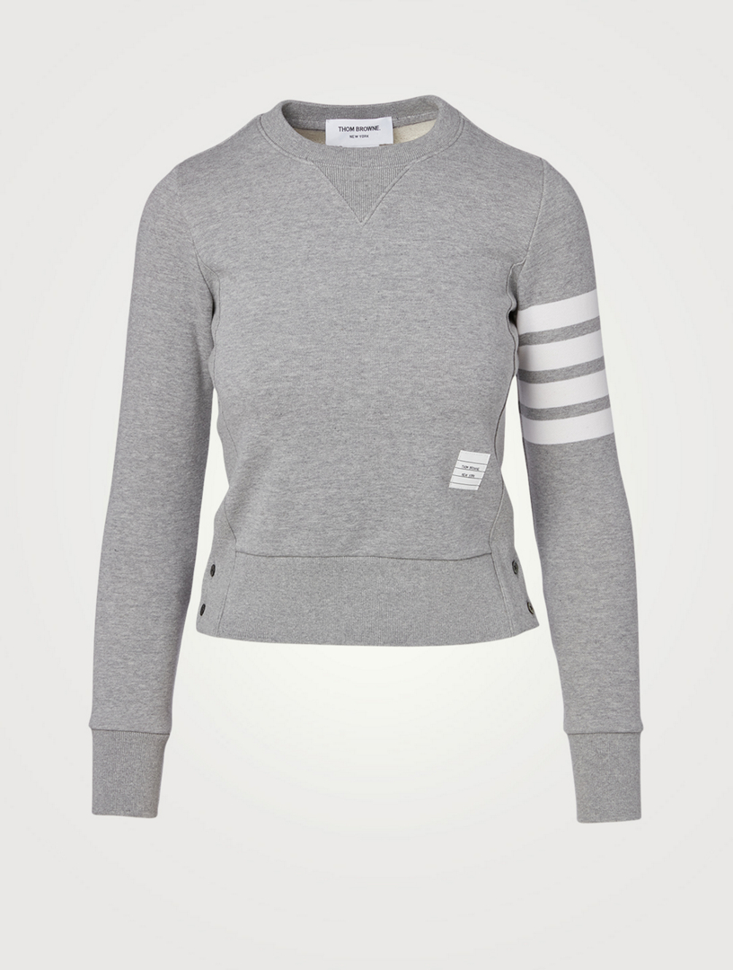 THOM BROWNE Cotton Sweatshirt With Four-Bar Stripe | Holt Renfrew