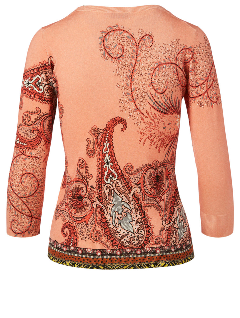 Silk Stretch Top Paisley Print