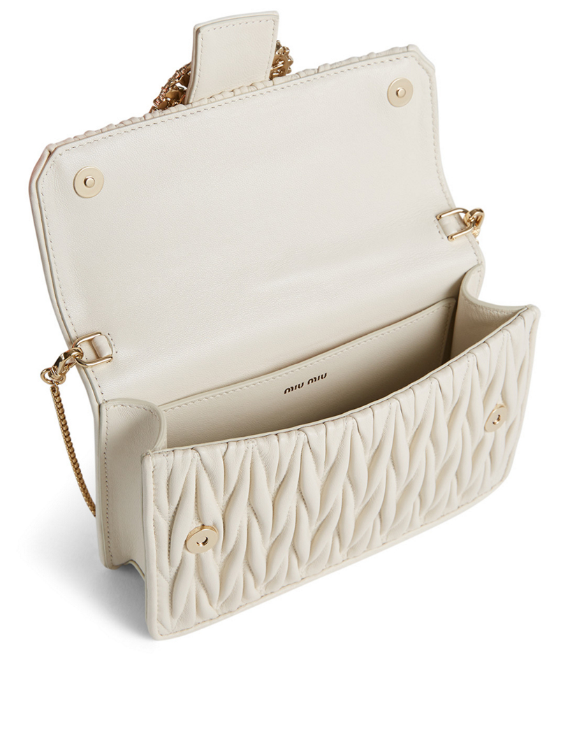 バッグ miumiu Mattelasse Lux Handbag Leather Miu Miu Matelasse Leather Shoulder Bag – Designer Exchange