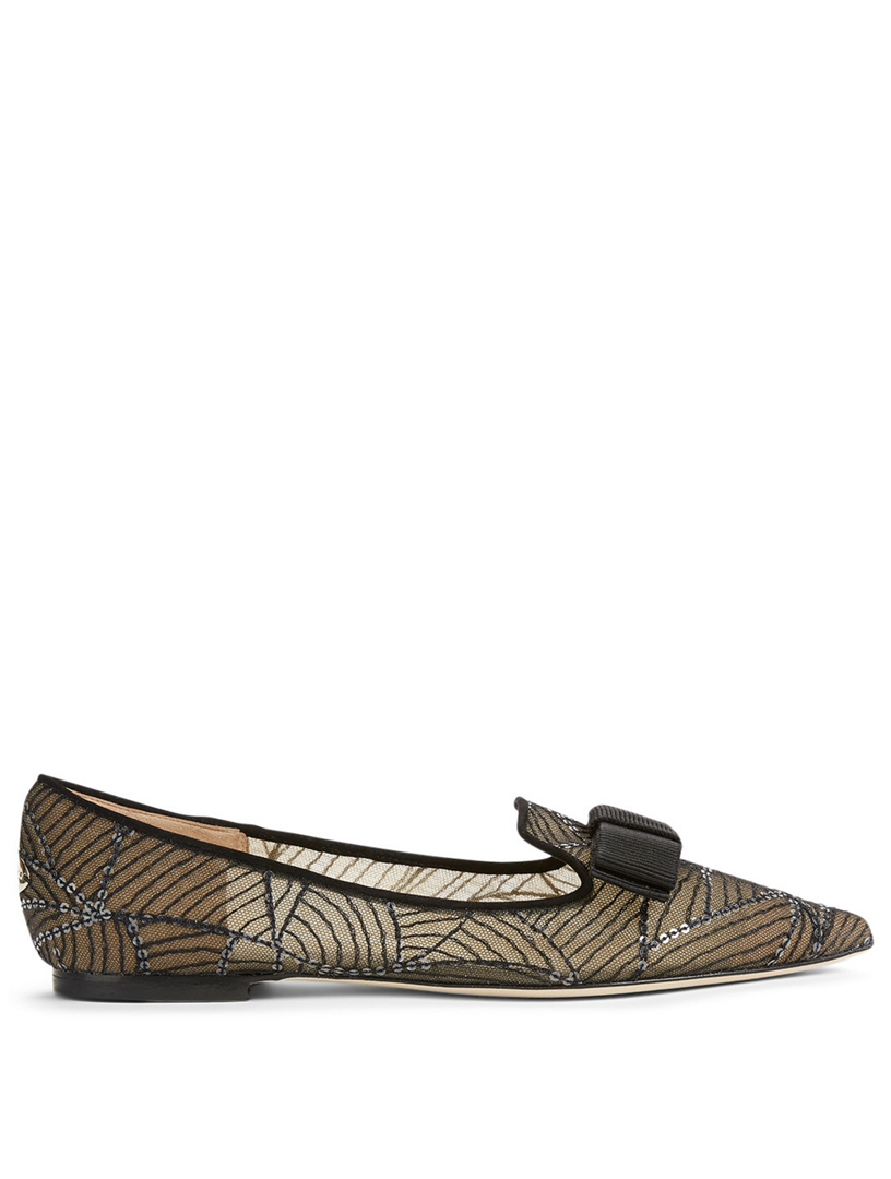 バレエシューズ Jimmy Choo Love Flat Glittered Tulle Ballerinas JIMMY CHOO Love glittered tulle ballet flats | NET-A-PORTER