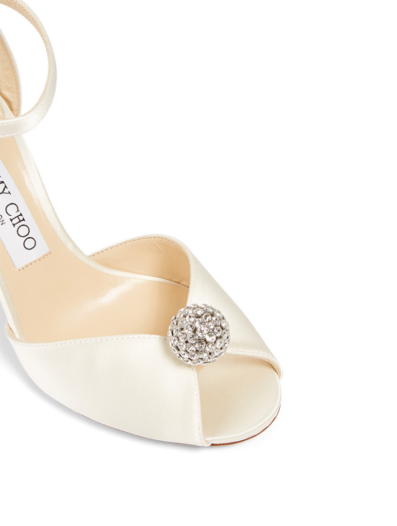Sacora 85 Satin Heeled Sandals With Crystal Sphere