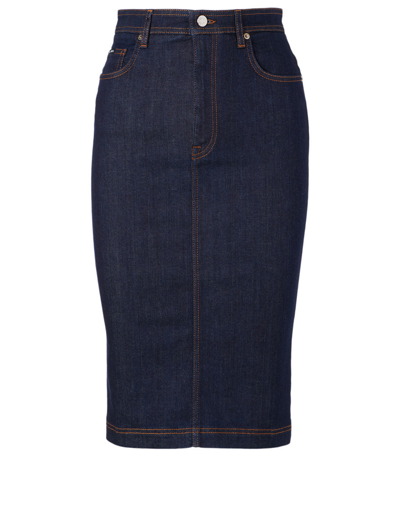 Dark denim pencil store skirt