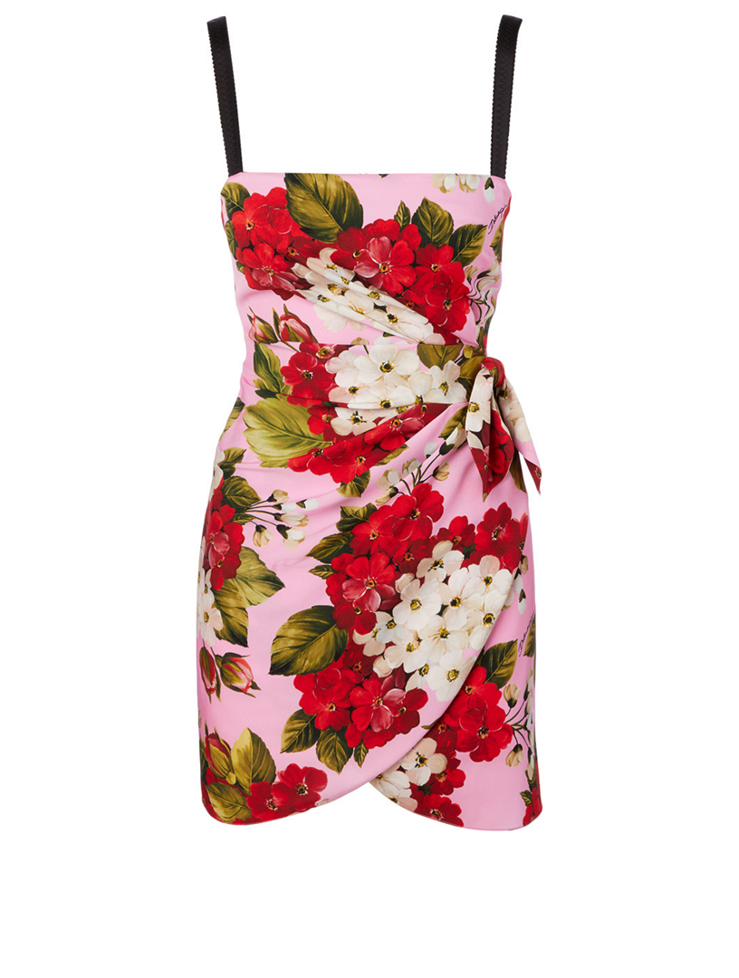 DOLCE & GABBANA Silk Stretch Mini Dress In Floral Print | Holt Renfrew