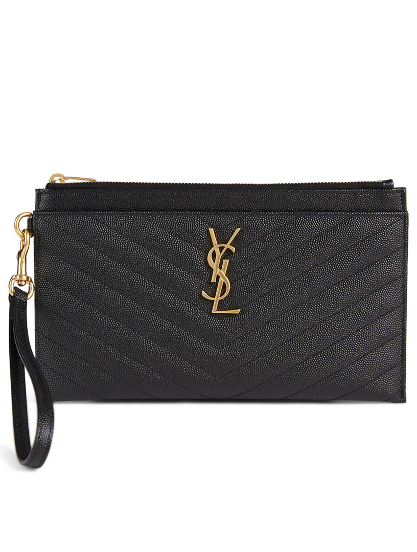 Saint Laurent Monogram Chevron Quilted Bill Pouch In White