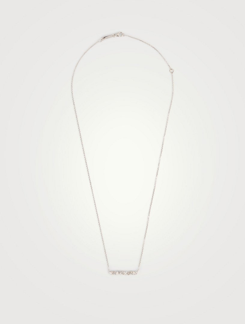 Small Fireworks 18K Gold Bar Necklace With Diamonds