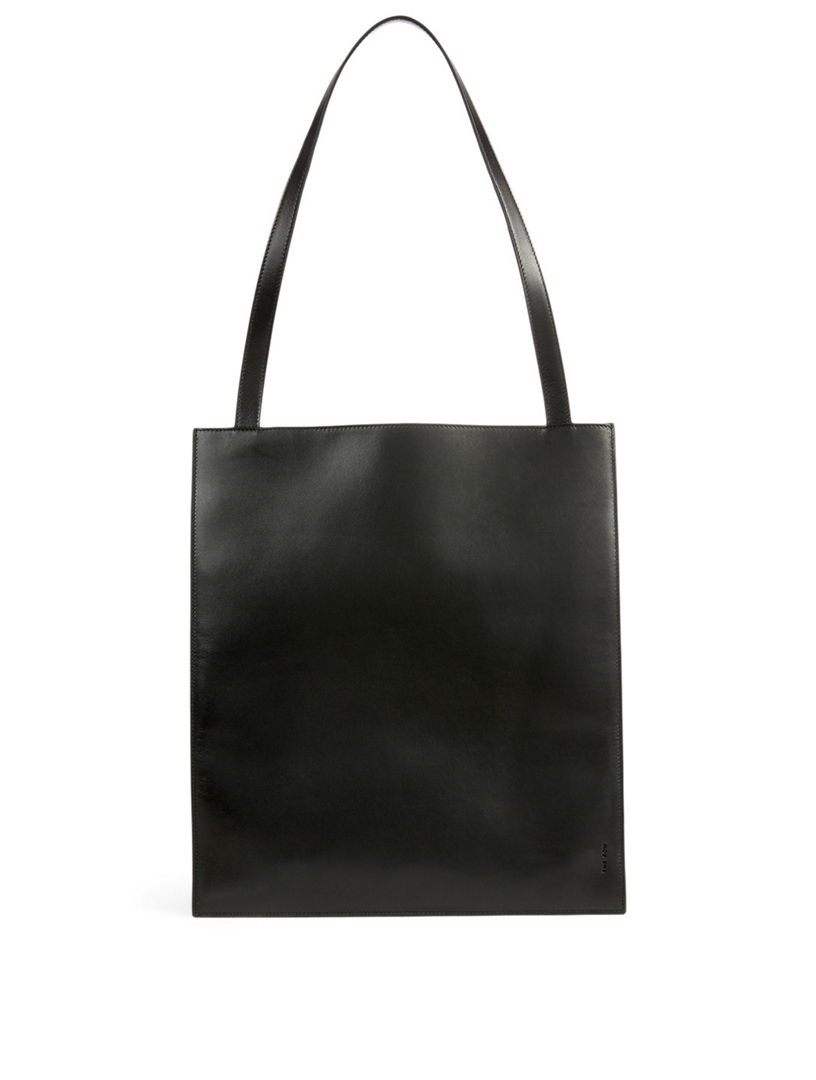 Flat store leather tote