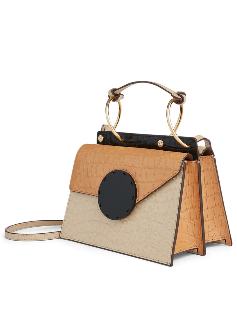 Phoebe Bis Croc-Embossed Leather Crossbody Bag