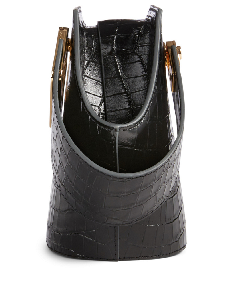 XS Johnny Croc-Embossed Leather Hexagonal Bucket Bag