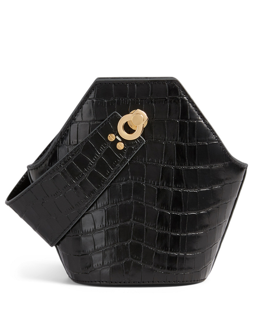 XS Johnny Croc-Embossed Leather Hexagonal Bucket Bag