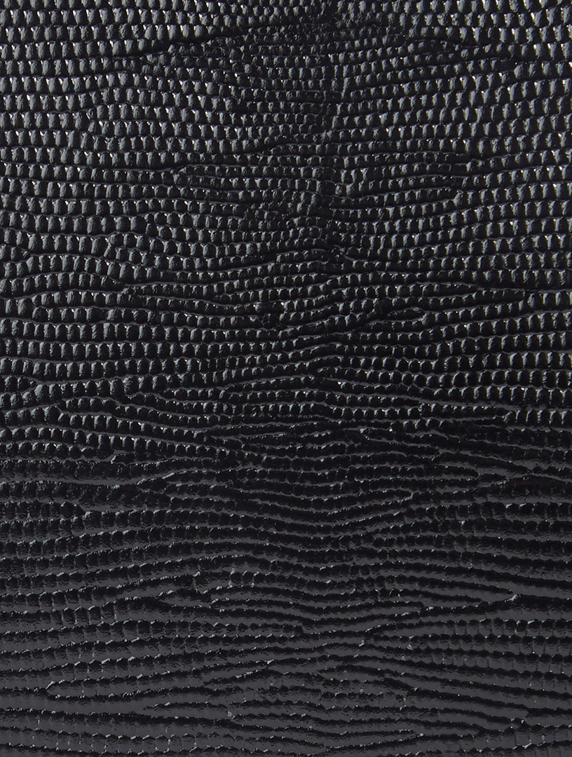 Four-Ring Lizard-Embossed Leather Clutch Bag