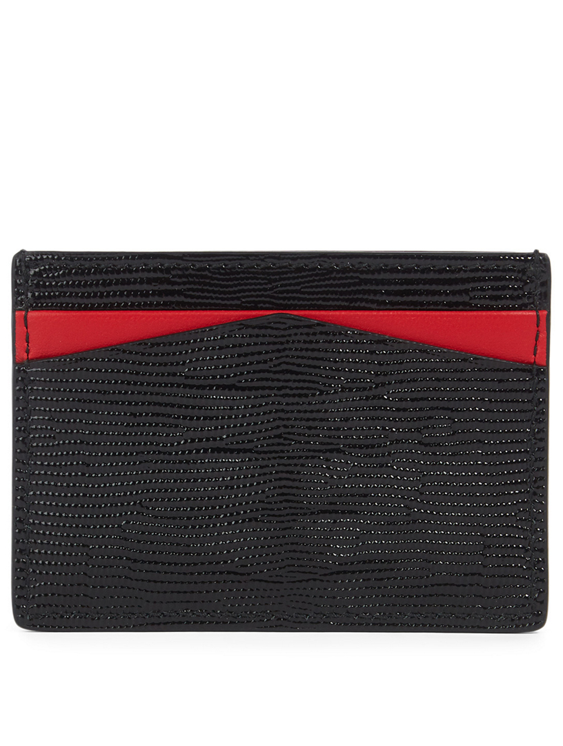Skull And Stud Lizard-Embossed Leather Card Holder