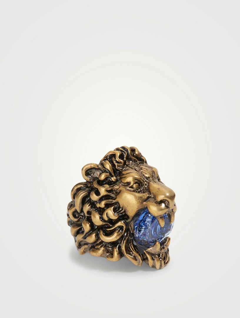 Lion Head Ring With Crystal