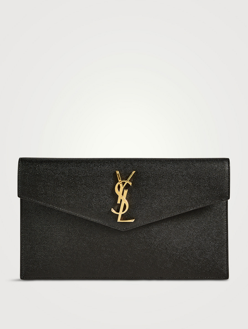 SAINT LAURENT Uptown YSL Monogram Leather Clutch