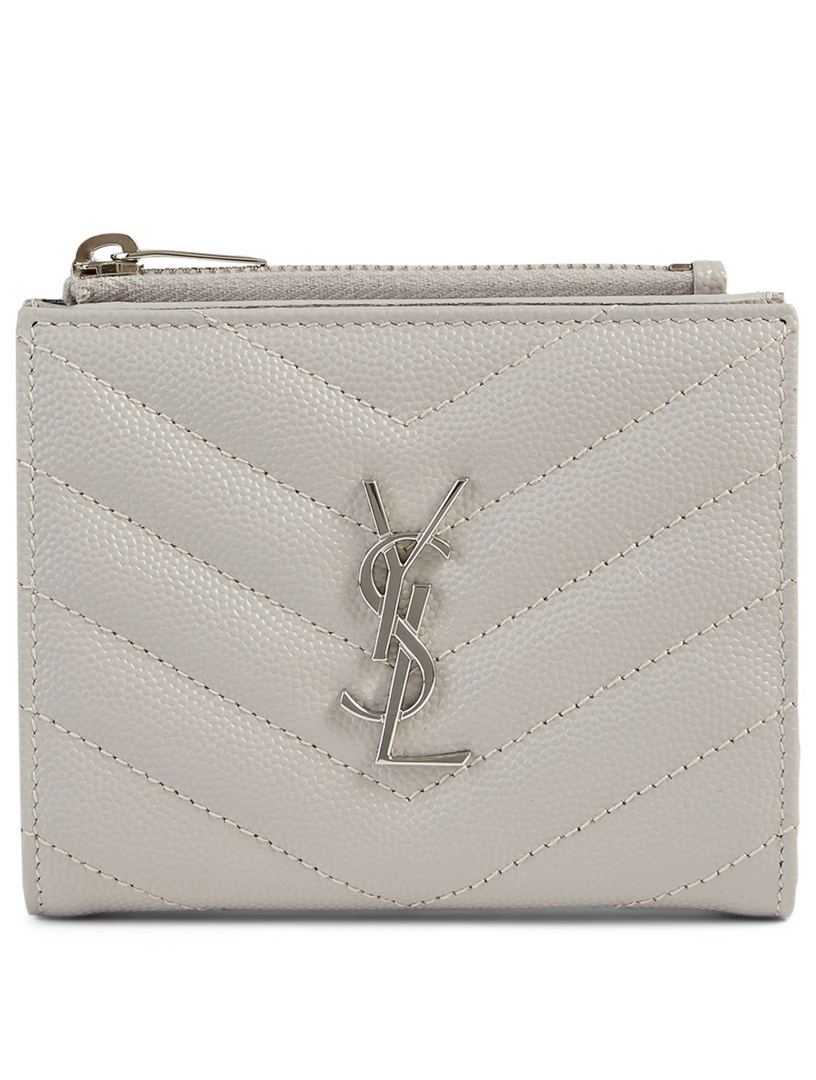 Saint Laurent Monogram Zipped Cardholder - Neutrals