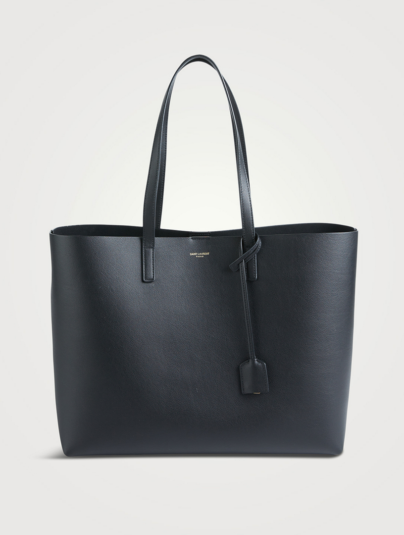 YVES Saint Laurent Black Leather East West Shopping Tote Bag