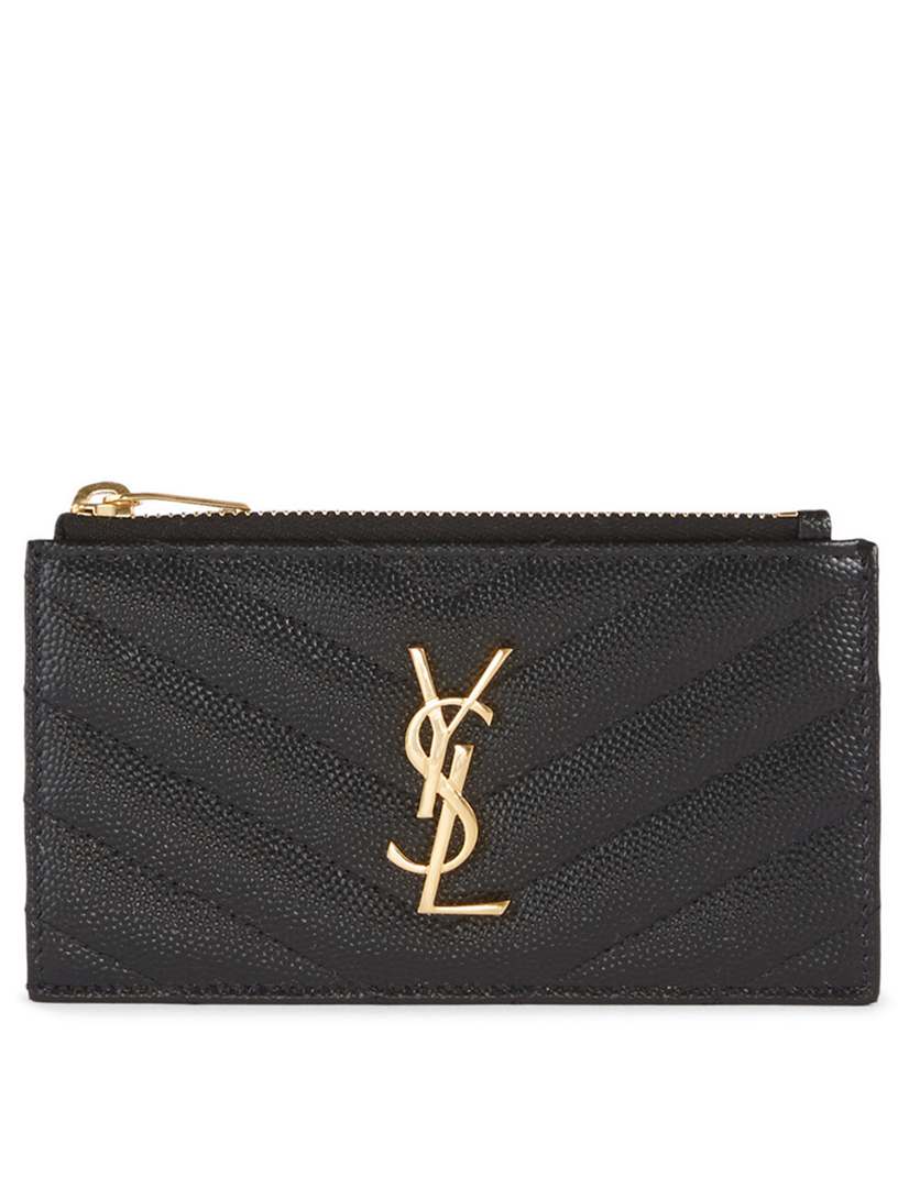 Saint Laurent Fragments Monogram Zip Cardholder - Black for Women