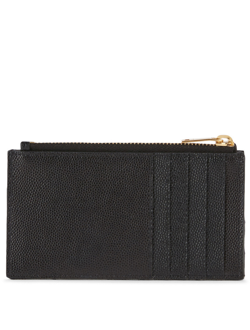 ★Saint Laurent★ Signature Logo Zipper Card Holder Black 60 Saint Laurent Men's YSL Zip Card Holder in Grained Leather