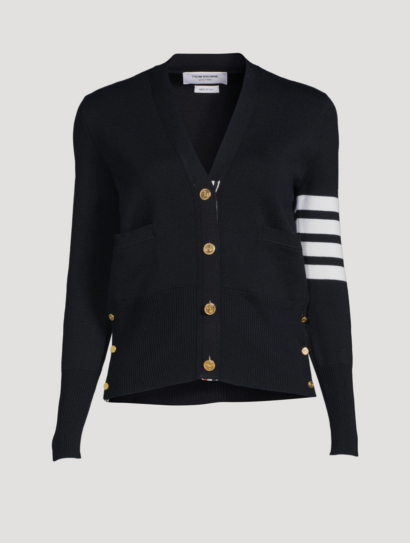Wool Cardigan With Four-Bar Stripe