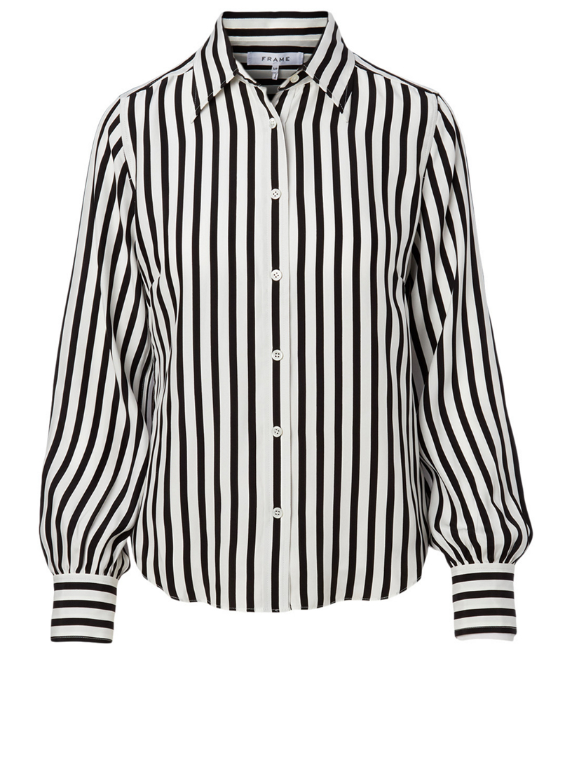 Silk Blouse Stripe Print