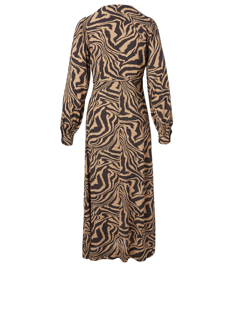 GANNI Wrap Midi Dress In Tiger Print Holt Renfrew