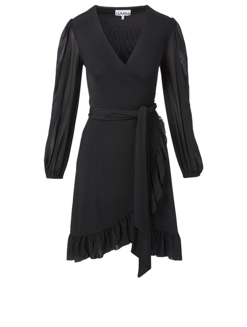 Ganni mesh outlet wrap dress