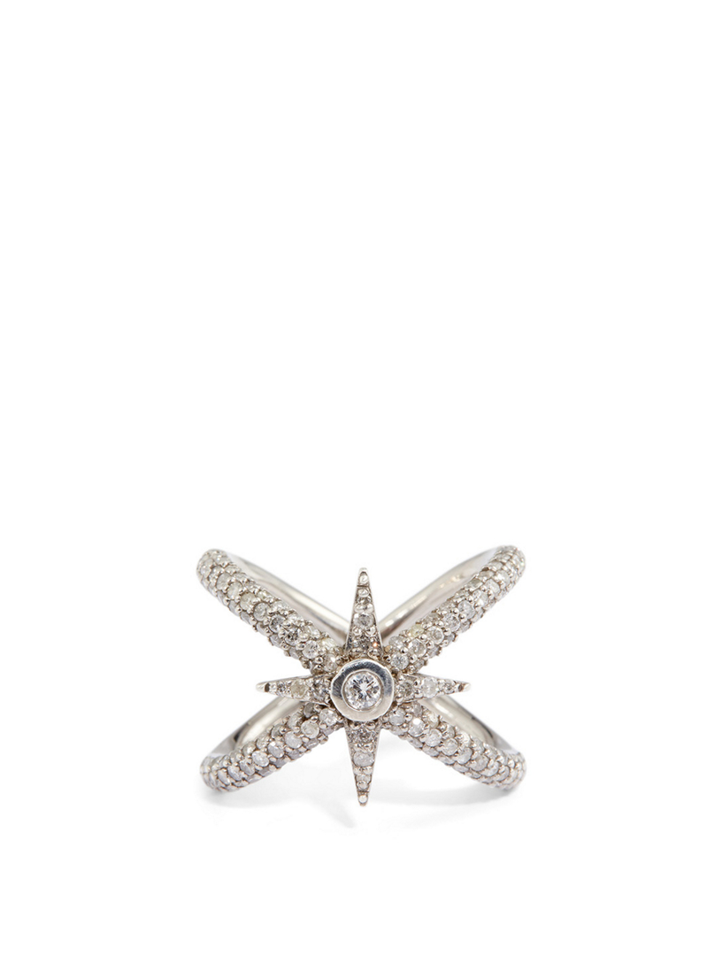 Silver Starburst Ring With Diamonds