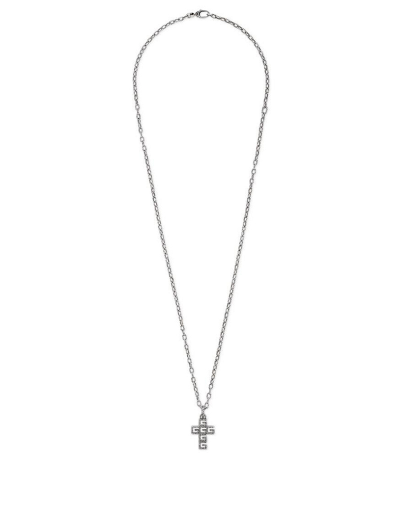 Square G Motif Sterling Silver Cross Necklace