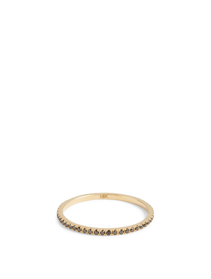 18K Gold Infinite Ring With Black Diamonds