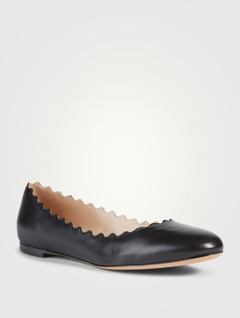 CHLOÉ Lauren Leather Scalloped Ballet Flats | Holt Renfrew