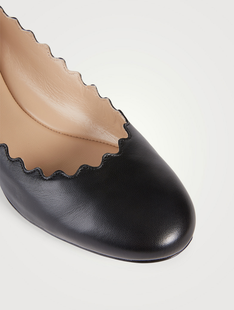 CHLOÉ Lauren Leather Scalloped Ballet Flats | Holt Renfrew