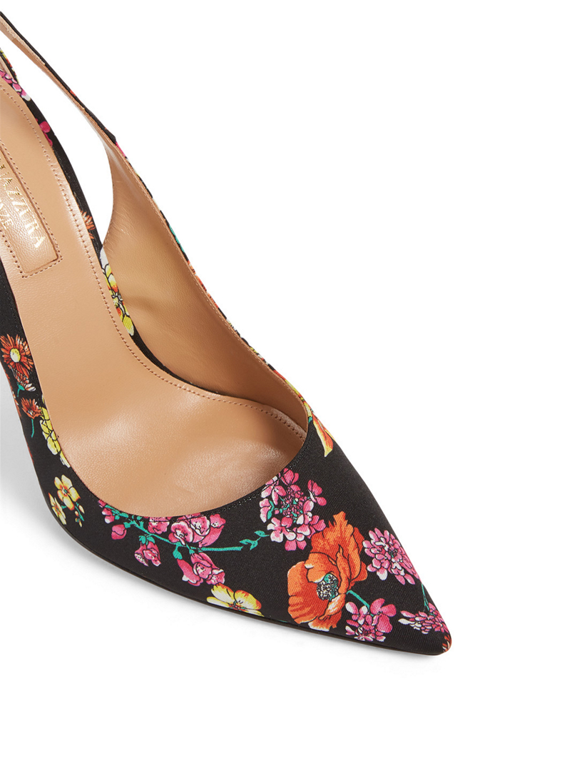 ブリュール　ArtePura AQUAZZURA Galactic Crystal Flower Leather Slide Sandals