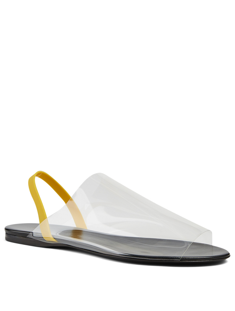 Clear Vinyl And Leather Slingback Sandals