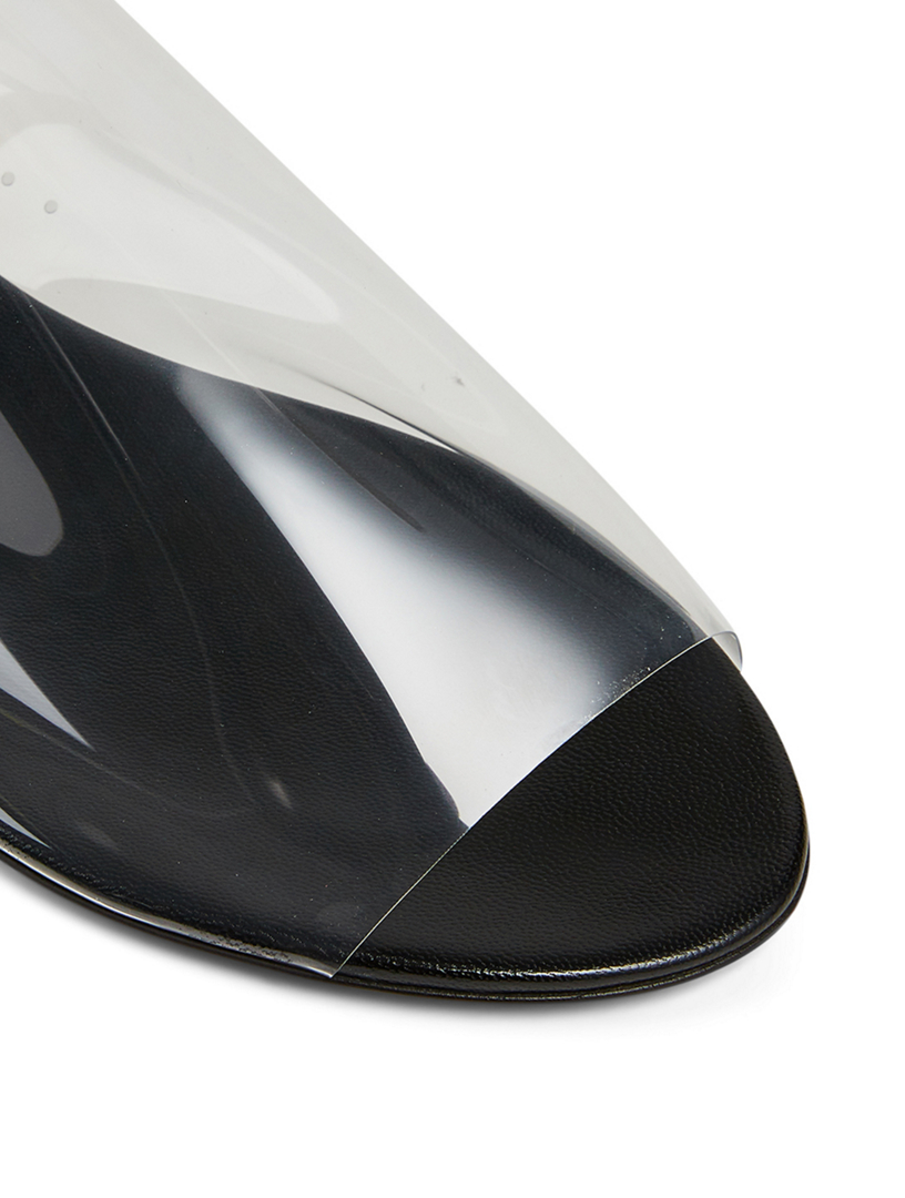 Clear Vinyl And Leather Slingback Sandals