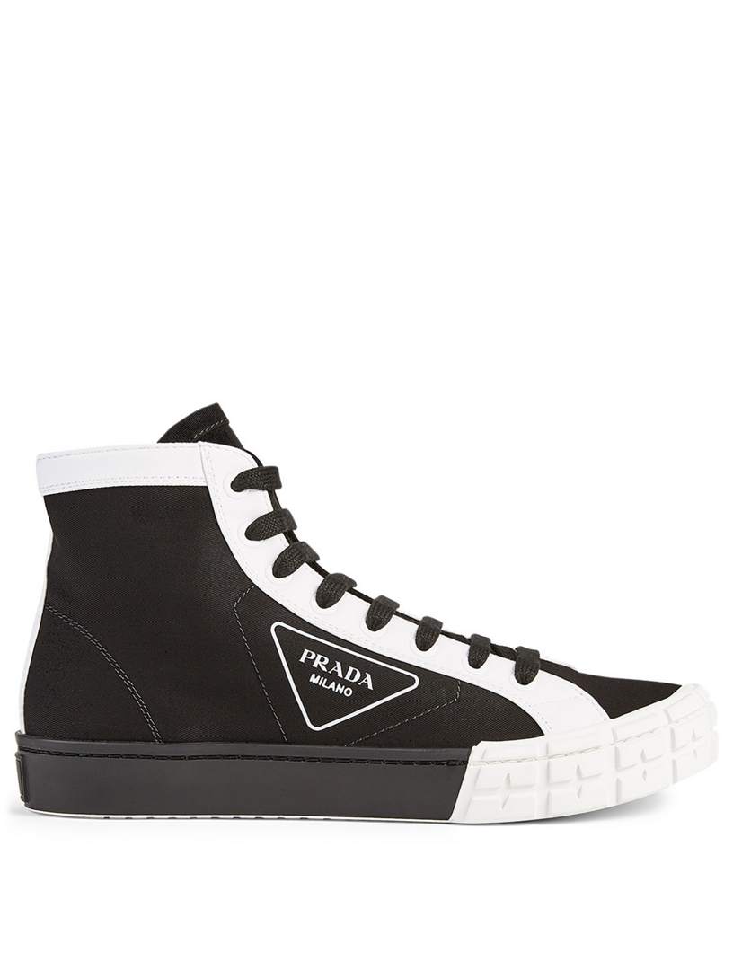 Men's luxury sneakers - Prada high top sneakers in gabardine and