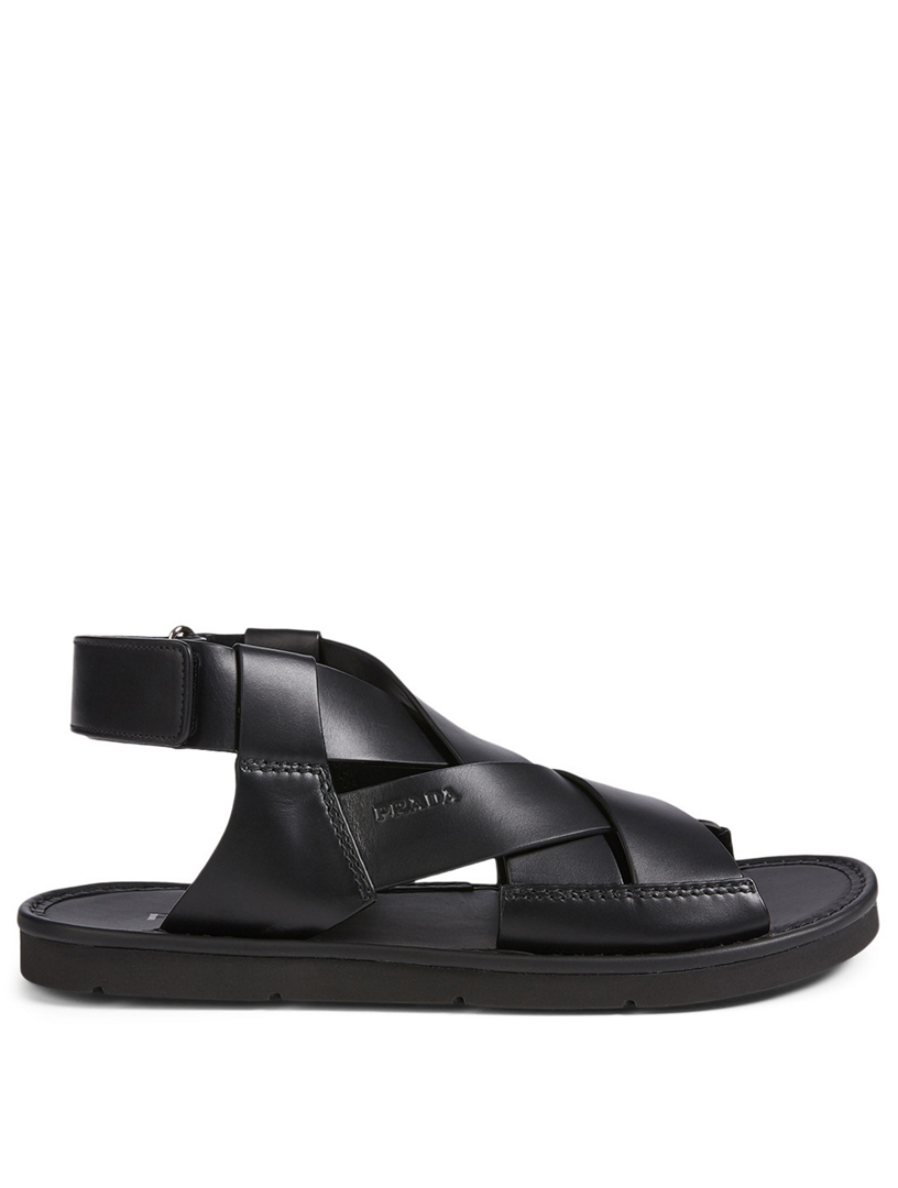 Leather Crisscross Flat Sandals