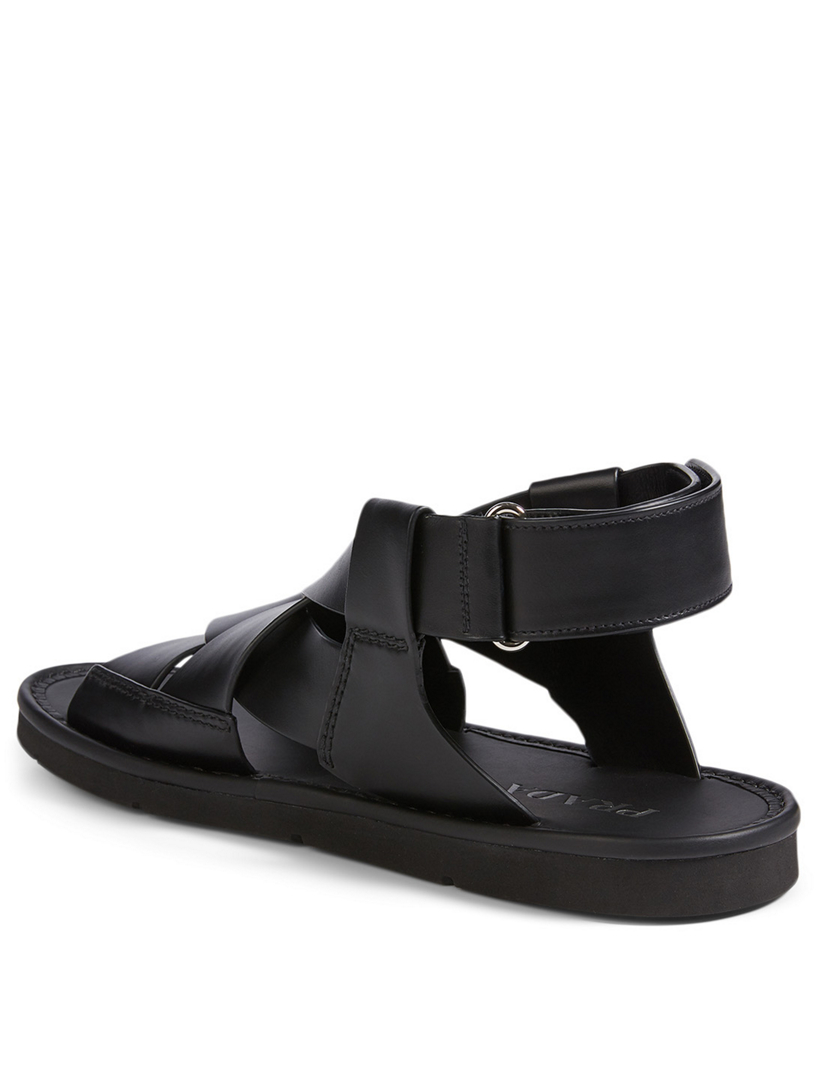 Leather Crisscross Flat Sandals
