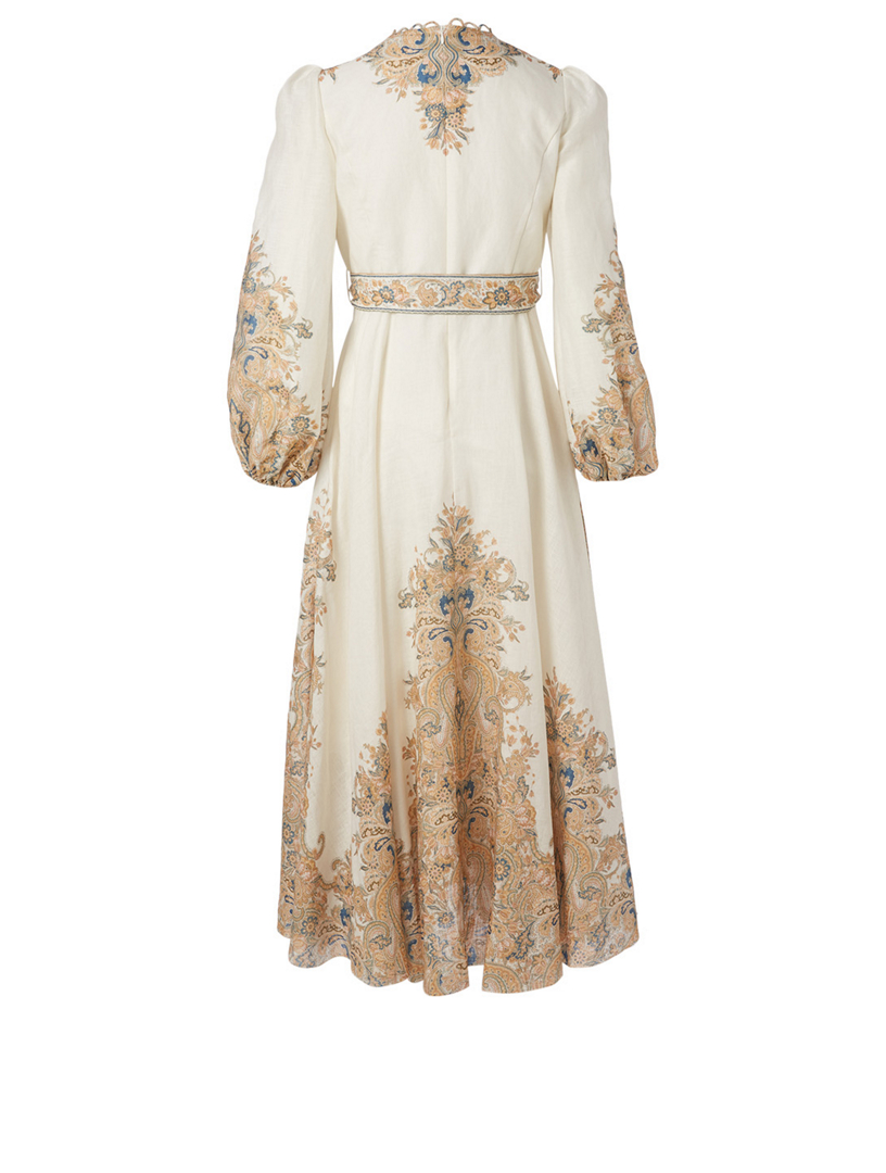 zimmermann freja embroidered dress ZIMMERMANN Freja Paisley Linen Midi Dress