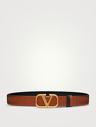 VLOGO Signature Glossy Leather Reversible Belt