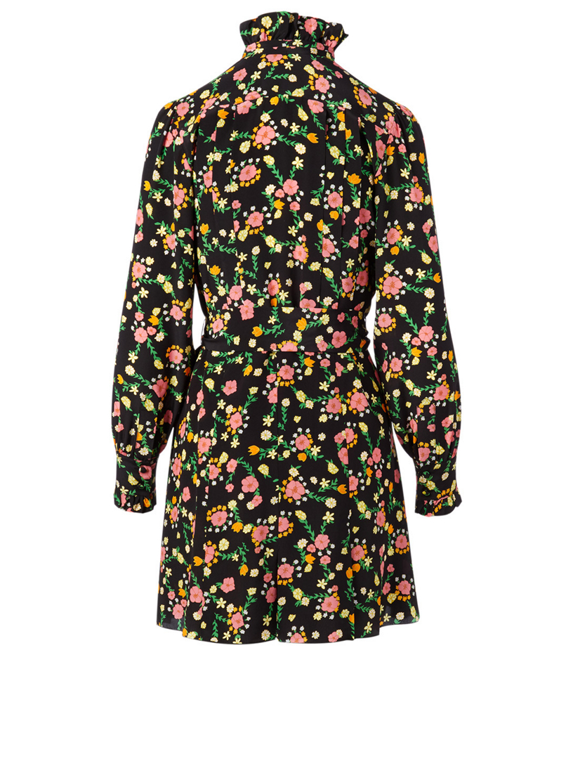 Silk Mini Dress Floral Print