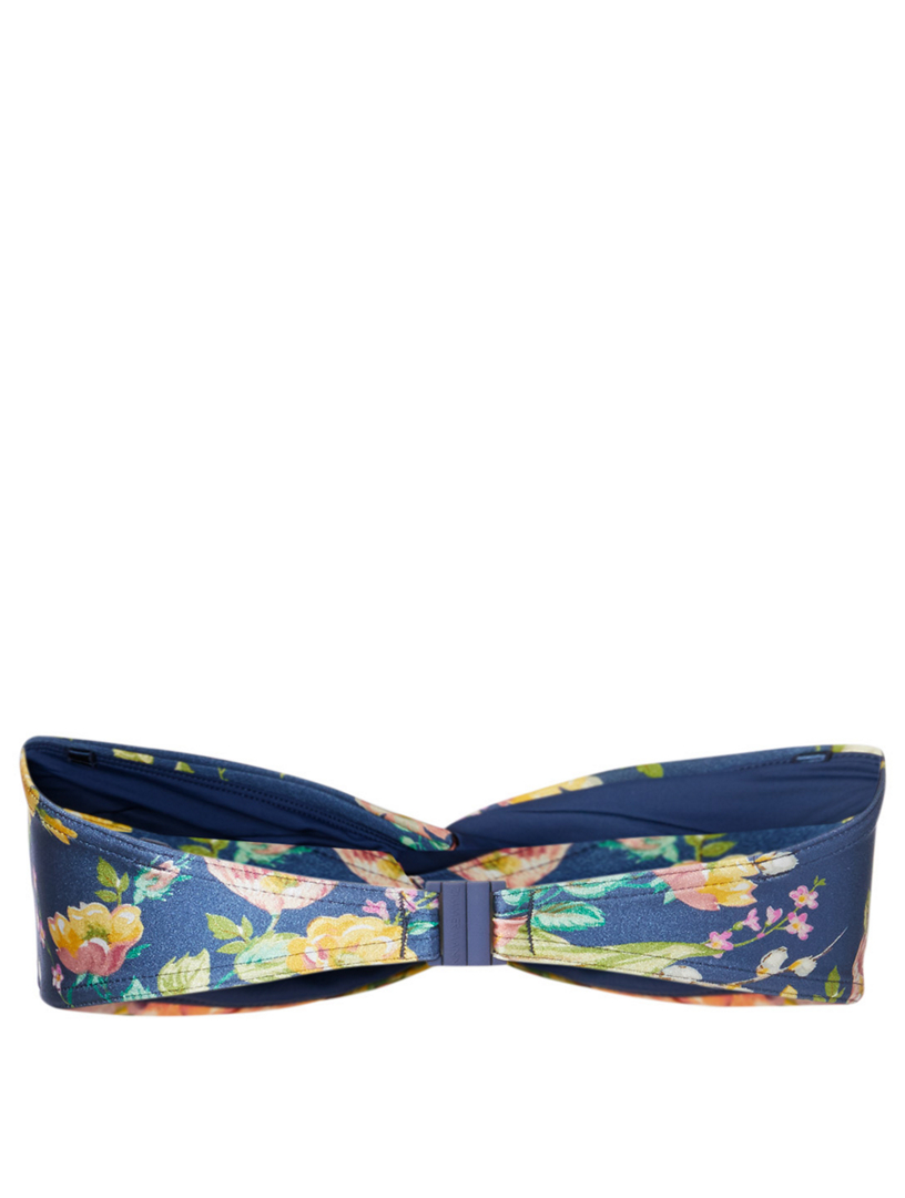 Zinnia Twist Bandeau Swim Top Floral Print