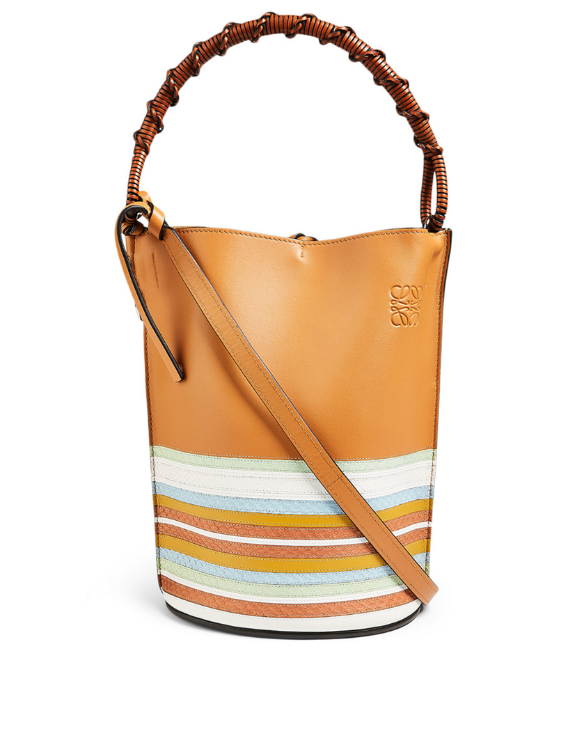 Loewe Gate Marine Brown Striped Bucket Bag