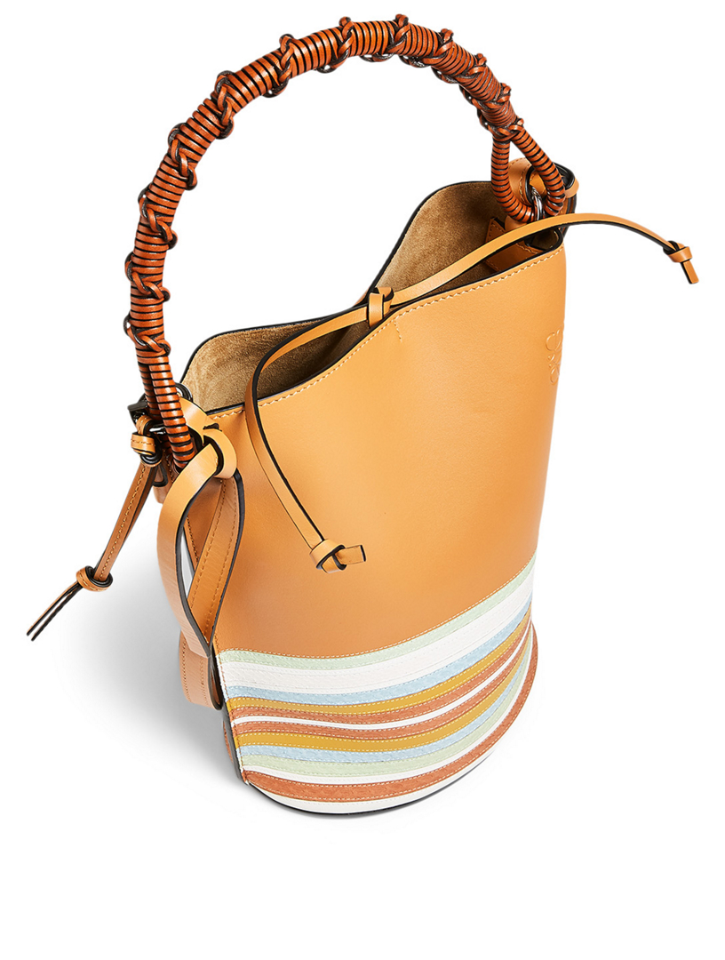 Loewe Gate Marine Brown Striped Bucket Bag