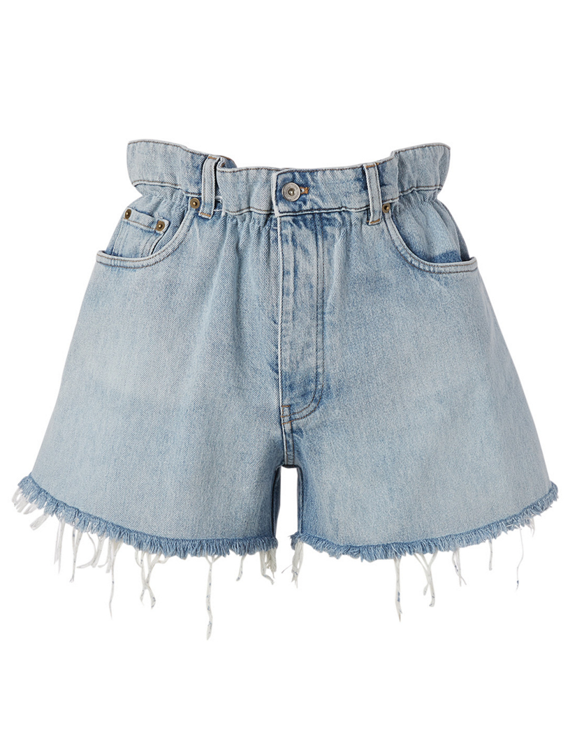 MIU MIU Paperbag High-Waisted Jean Shorts