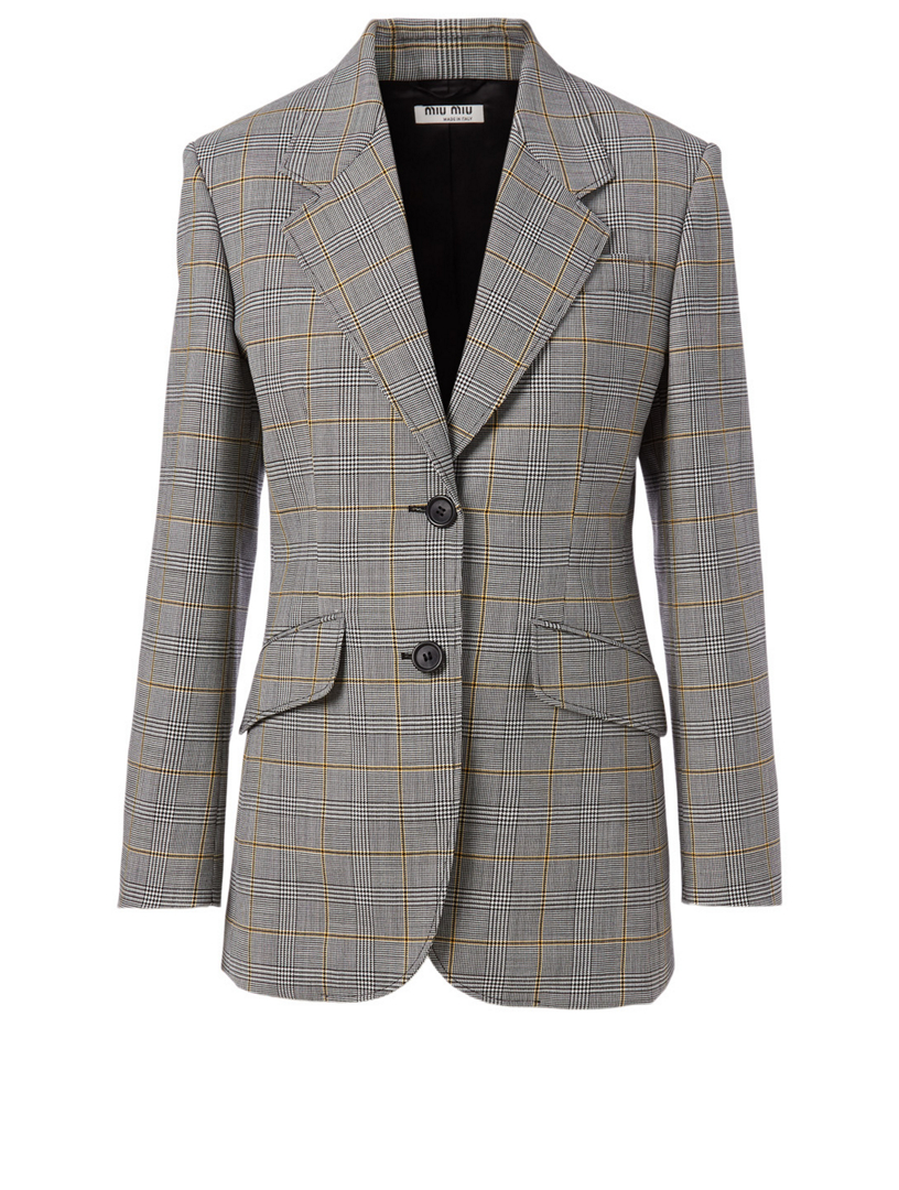 Wool-Blend Blazer Prince Of Wales Check Print