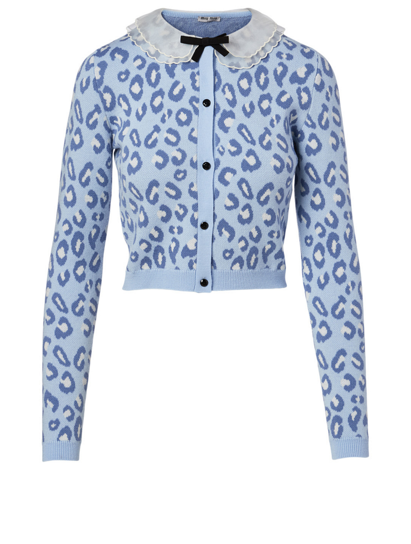MIU MIU Wool Cropped Cardigan In Leopard Print Holt Renfrew