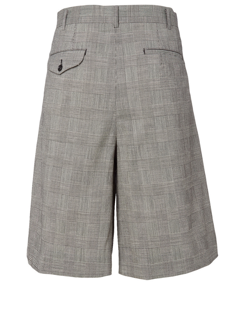 Wool-Blend Shorts Glen Check Print