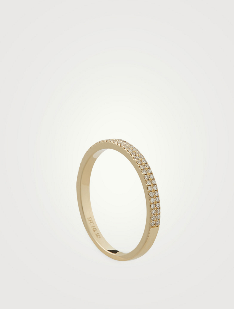 14K Gold Double Eternity Band Ring With Diamonds